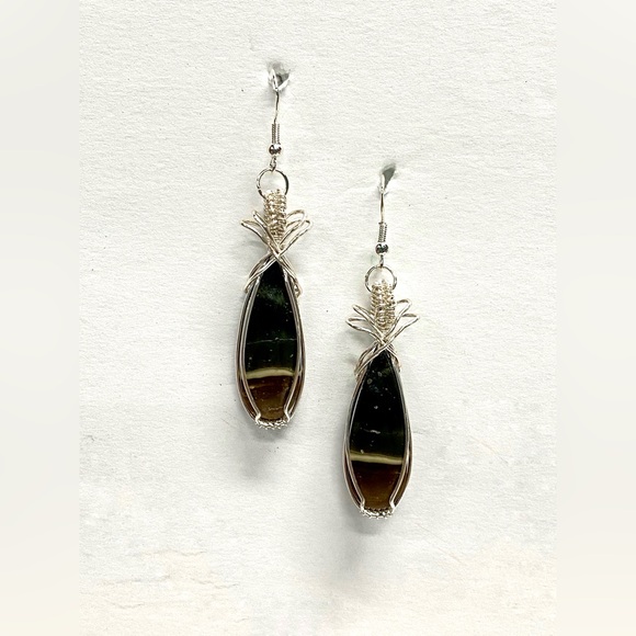 HANDCRAFTED polychrome Jasper Hand Wrapped Dangle Earrings, Artisan Jewelry Gift - Picture 5 of 10